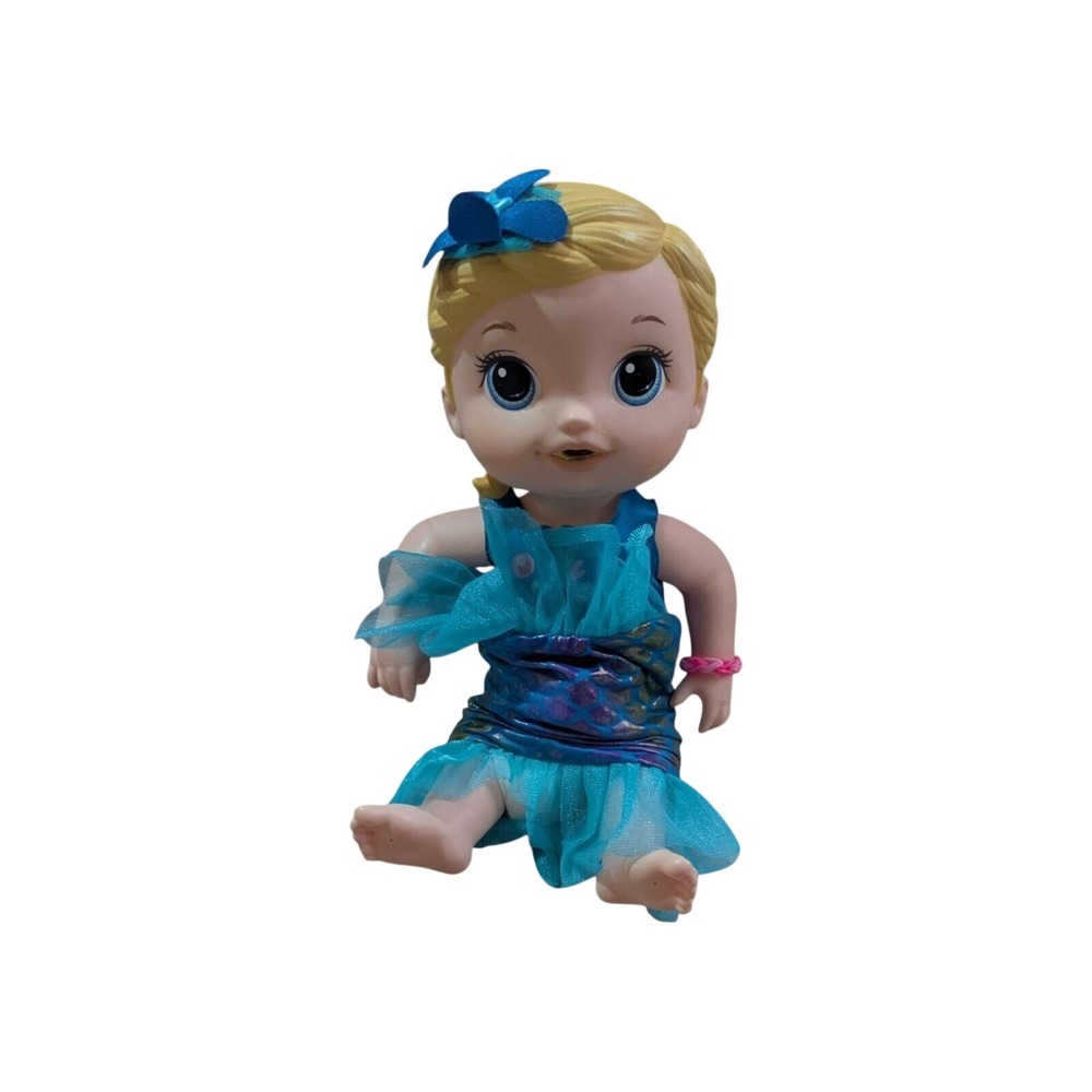 Baby Alive Shimmer n Splash Mermaid Doll Blonde Hair Blue Eyes with Diapers 12in